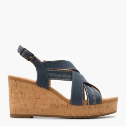 Clarks Damen Sabina Sling Back Keilabsatz Sandalen Navy Nubuck