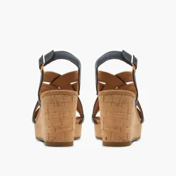 Clarks Damen Sabina Sling Back Keilabsatz Sandalen Navy Nubuck