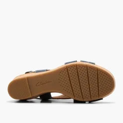 Clarks Damen Sabina Sling Back Keilabsatz Sandalen Navy Nubuck