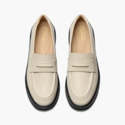 Clarks Damen Splend Edge Loafer Cream Leather