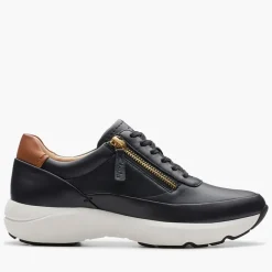 Clarks Damen Tivoli D-Fit Seiten Reißverschluss Sneaker Schwarz