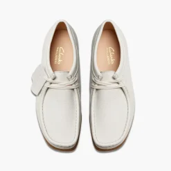 Clarks Damen Wallabee EVO Schuhe Off White Leather