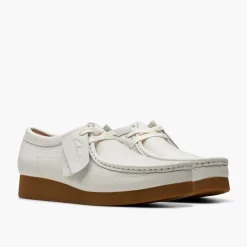 Clarks Damen Wallabee EVO Schuhe Off White Leather