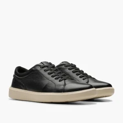 Clarks Herren Brodin Turnschuhe Black Leather