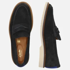 Clarks Herren Premium Atticus LT Slip Schuhe Navy Suede