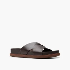 Clarks Herren Torford Kreuz Riemen Sandalen Brown Leather