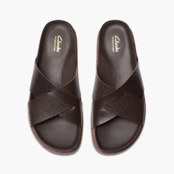 Clarks Herren Torford Kreuz Riemen Sandalen Brown Leather