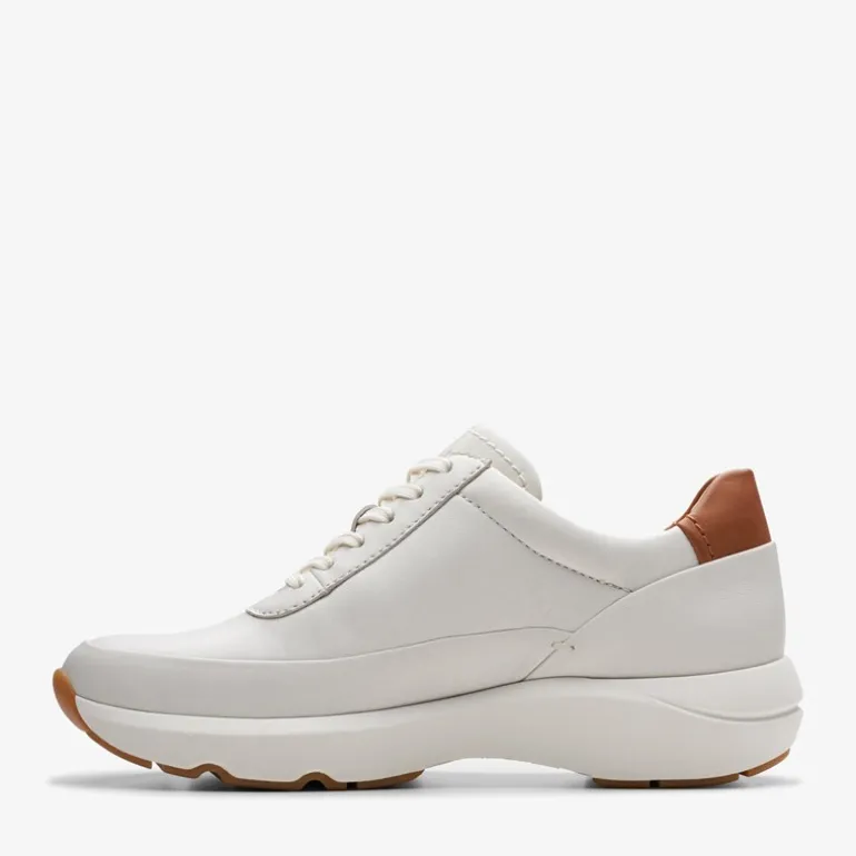 Clarks Premium Damen Tivoli Reisverschluss Seitlich Sneaker 1238 Off White Lea