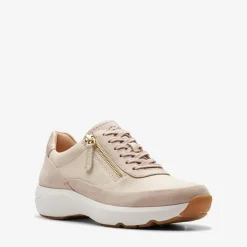 Clarks Premium Damen Tivoli Reisverschluss Seitlich Sneaker 1242 Sand Combi