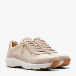 Clarks Premium Damen Tivoli Reisverschluss Seitlich Sneaker 1242 Sand Combi