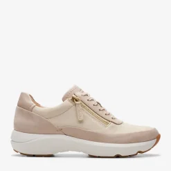 Clarks Premium Damen Tivoli Reisverschluss Seitlich Sneaker 1242 Sand Combi