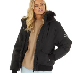 Closure London Damen Cropped Fur Parka Schwarz