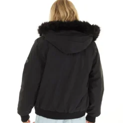 Closure London Damen Cropped Fur Parka Schwarz