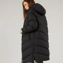 Closure London Damen Lange Geteilter Saum Steppjacke Schwarz