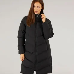Closure London Damen Lange Geteilter Saum Steppjacke Schwarz