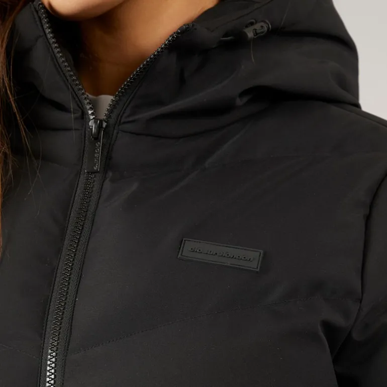 Closure London Damen Lange Geteilter Saum Steppjacke Schwarz