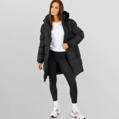 Closure London Damen Lang geschnittenen Kunstpelz Parka mit Kapuze Schwarz