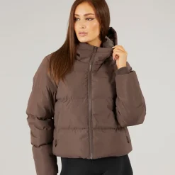Closure London Damen Storm Manschette Kurze Steppjacke Kaffee