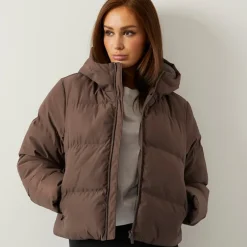 Closure London Damen Storm Manschette Kurze Steppjacke Kaffee