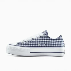 Converse Damen Chuck Taylor All Star Lift Platform Ox Gingham Turnschuhe Obsidian / Weiss / Vintage Weiss