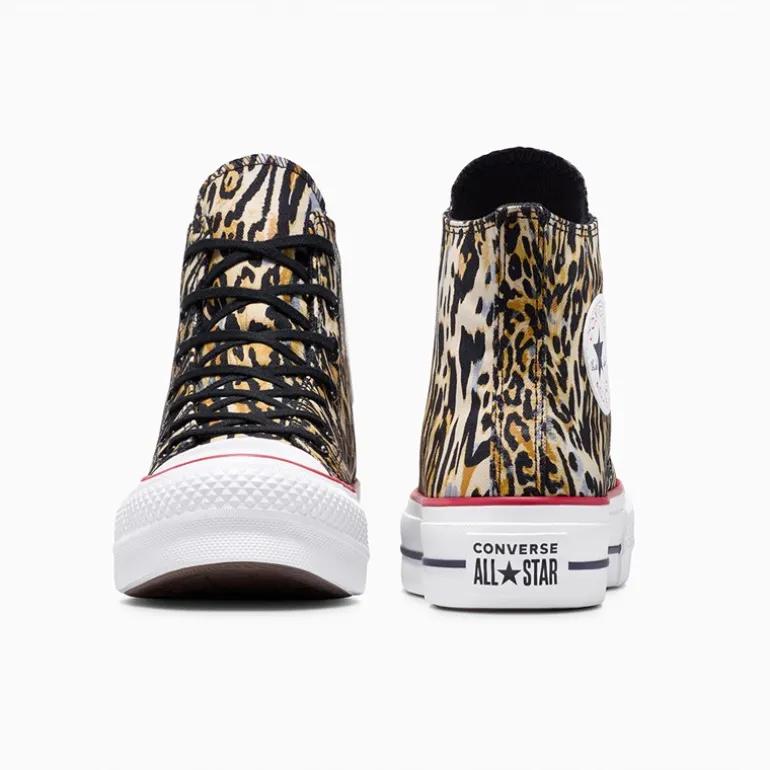 Converse Damen Chuck Taylor All Star Hi Lift Plateau Leopard Turnschuhe Schwarz/Weiß/Rot