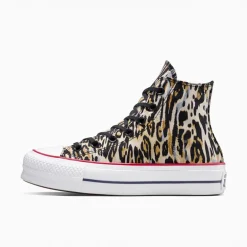 Converse Damen Chuck Taylor All Star Hi Lift Plateau Leopard Turnschuhe Schwarz/Weiß/Rot