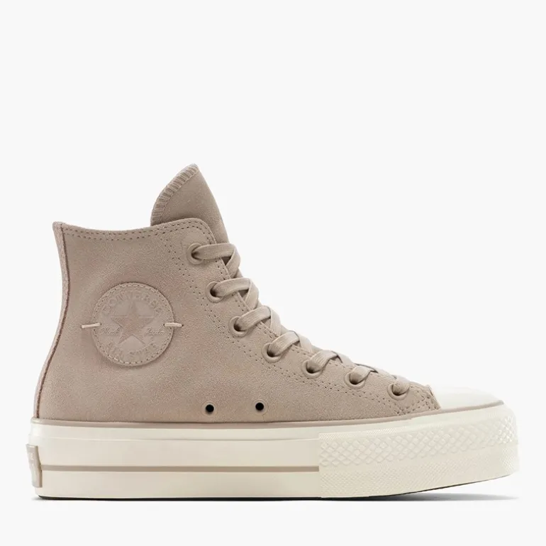 Converse Damen Chuck Taylor All Star Hi Lift Plateau Wildleder Sneaker Papyrus/Papyrus/Egret
