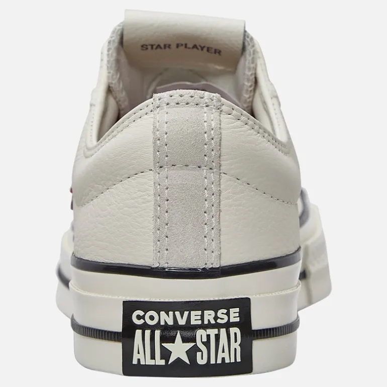 Converse Star Player 76 Leder + Wildleder Turnschuhe Egret/Egret/Park Red