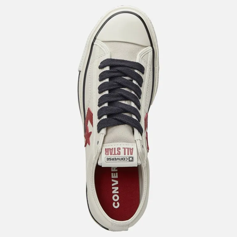 Converse Star Player 76 Leder + Wildleder Turnschuhe Egret/Egret/Park Red
