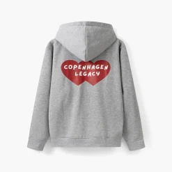 Copenhagen Legacy Herren Kapuzenpullover Herz Druck Grey Melange