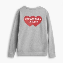 Copenhagen Legacy Herren Rundhals Herz Druck Sweatshirt Grey Melange