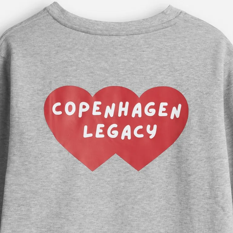 Copenhagen Legacy Herren Rundhals Herz Druck Sweatshirt Grey Melange