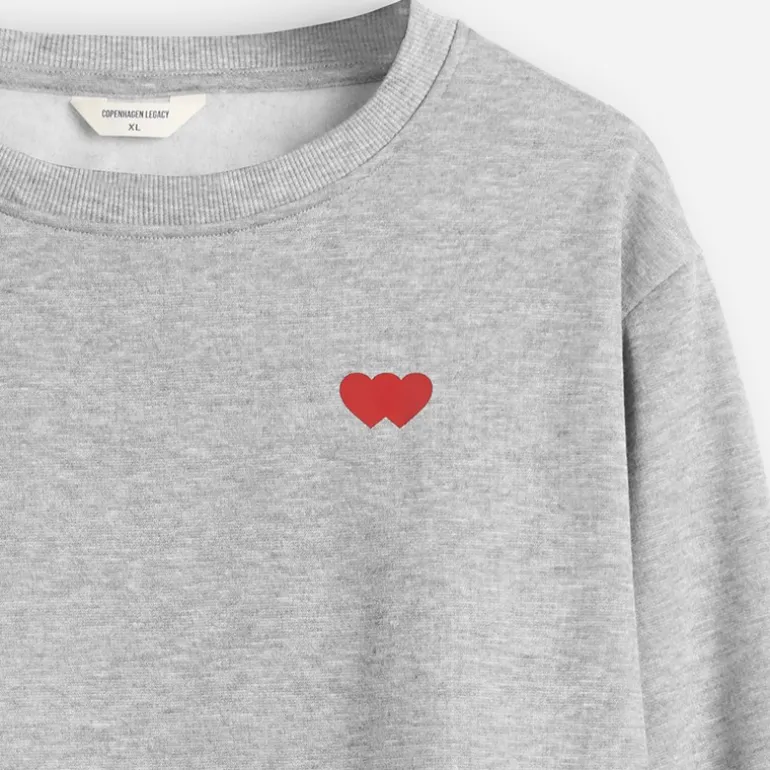 Copenhagen Legacy Herren Rundhals Herz Druck Sweatshirt Grey Melange