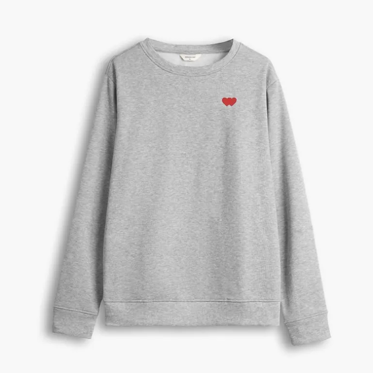Copenhagen Legacy Herren Rundhals Herz Druck Sweatshirt Grey Melange