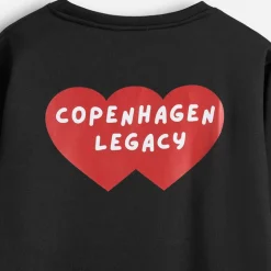 Copenhagen Legacy Herren Rundhals Herz Druck Sweatshirt Schwarz