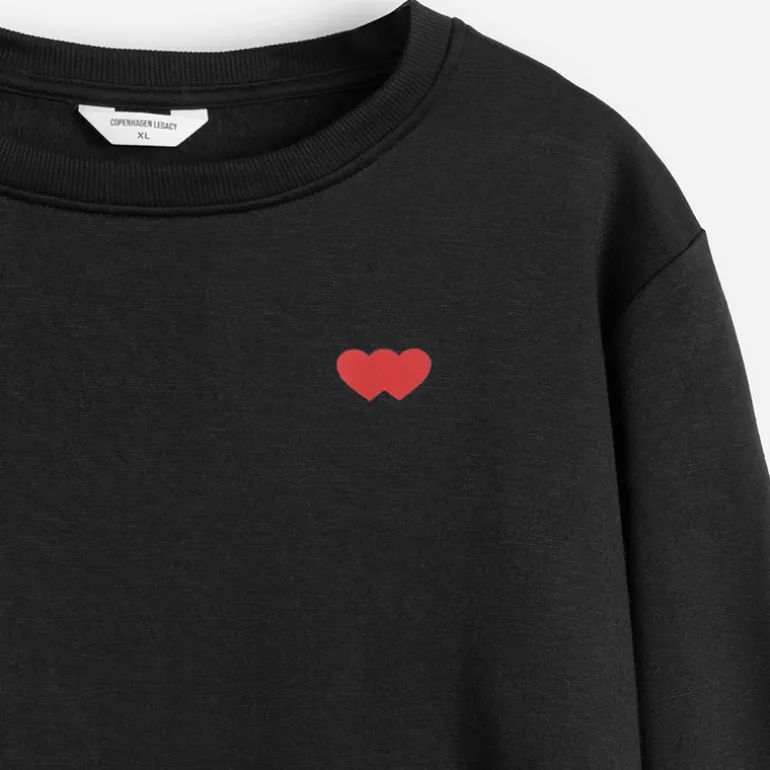 Copenhagen Legacy Herren Rundhals Herz Druck Sweatshirt Schwarz
