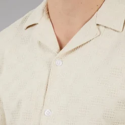C.R.C. Herren Beerenstruktur Hemd Off White Offwhite