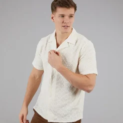 C.R.C. Herren Beerenstruktur Hemd Off White Offwhite