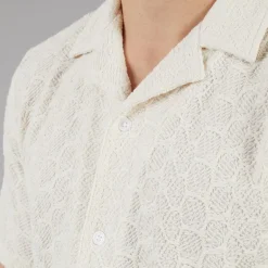 C.R.C. Herren Beerenstruktur Hemd Off White Offwhite