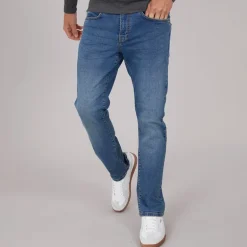 Crosshatch Herren Bandol Jeans mit geradem Bein Blau