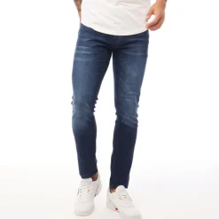 Crosshatch Herren Barbeck Jeans Slim Fit Dunkel Waschung