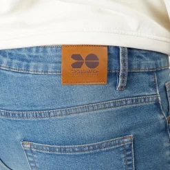 Crosshatch Herren Draker Gerade Jeans Hellblau