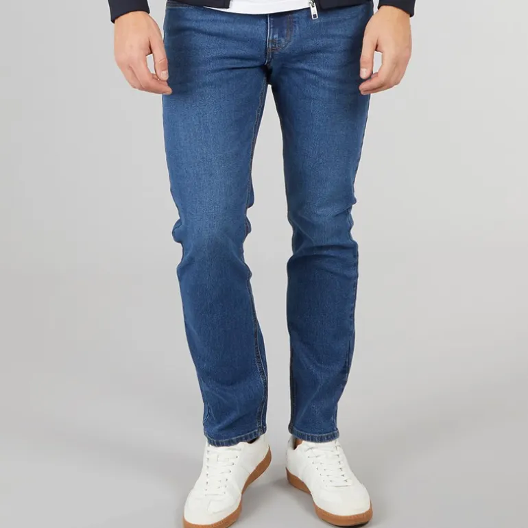 Crosshatch Herren Draker Gerade Jeans Mittelblau
