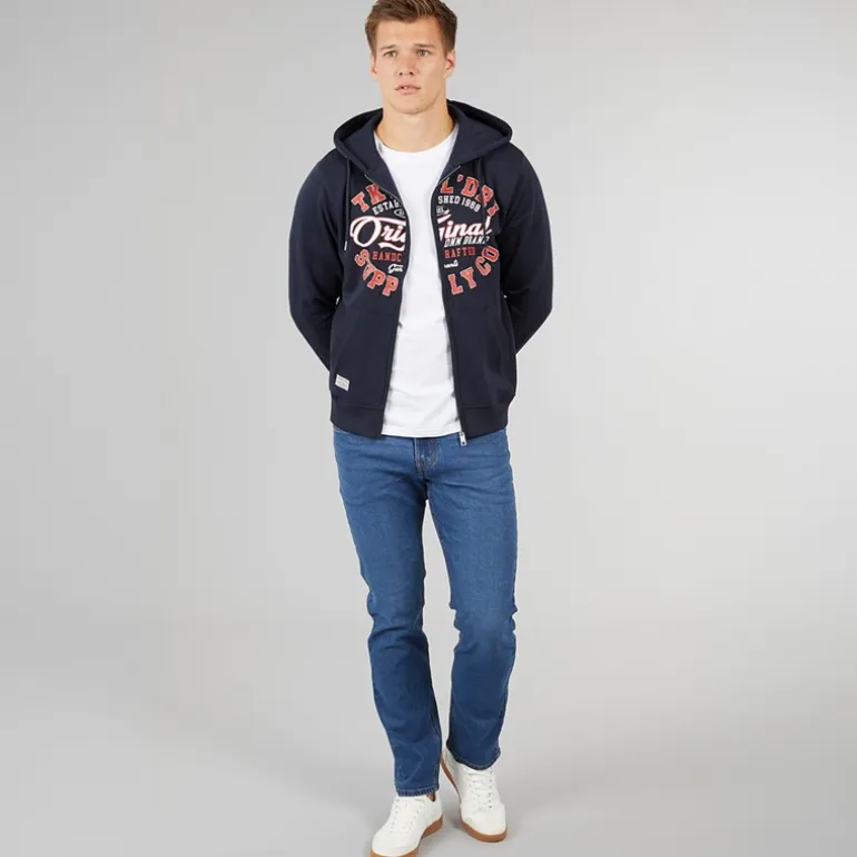 Crosshatch Herren Draker Gerade Jeans Mittelblau