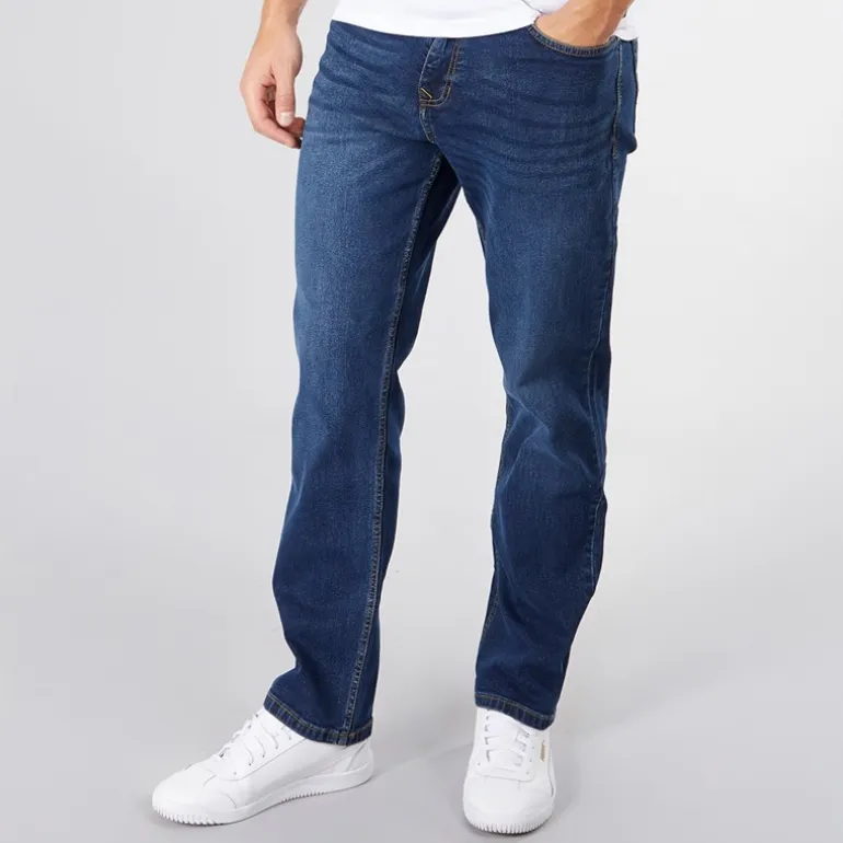Crosshatch Herren Entspannt Lockere Passform Jeans Dunkel Gewaschen