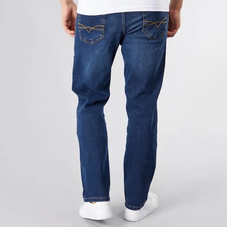 Crosshatch Herren Entspannt Lockere Passform Jeans Dunkel Gewaschen