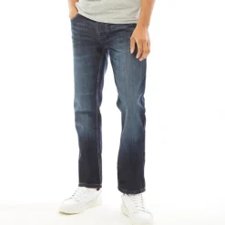 Crosshatch Herren Jeans Techno Gerader Schnitt Dunkel Waschung