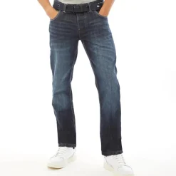 Crosshatch Herren Jeans Techno Gerader Schnitt Dunkel Waschung