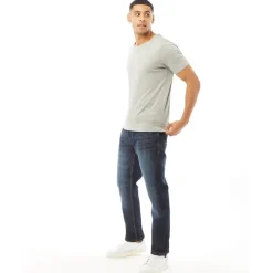 Crosshatch Herren Jeans Techno Gerader Schnitt Dunkel Waschung