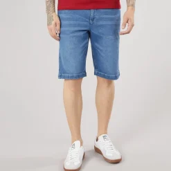 Crosshatch Herren Kamaline Denim Shorts Mid Wash